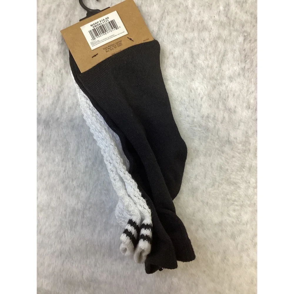 Steve Madden Womens 2 Pack Anklet Socks Black White Pointelle SMSKL1131 5-10